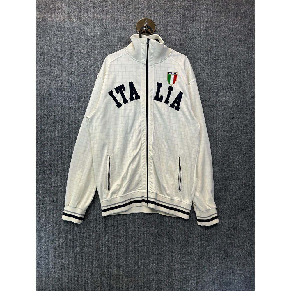 Vintage KC 1981 Italia Full Zip Track Jacket Men's White Grid Soccer  - 3XL